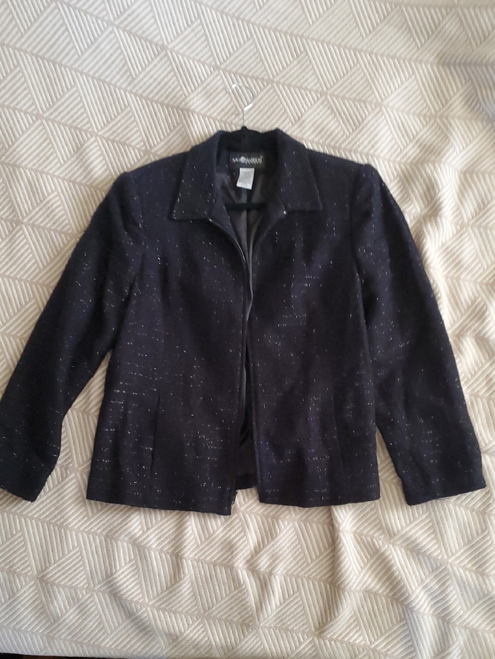 Sag Harbor Petite Black Sparkle Blazer Size 12 GUC